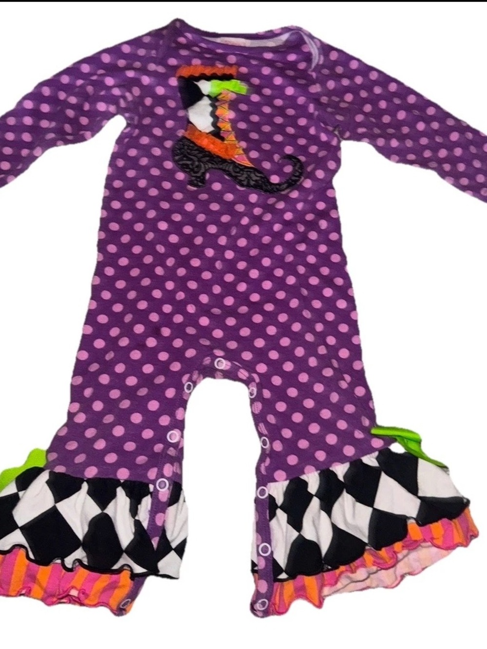 Ricrac And Ruffles Girls Size 12 Months Halloween Romper Purple